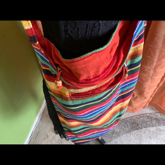 beach bag,Rainbow striped messenger bag, cross body bag - Picture 4 of 11
